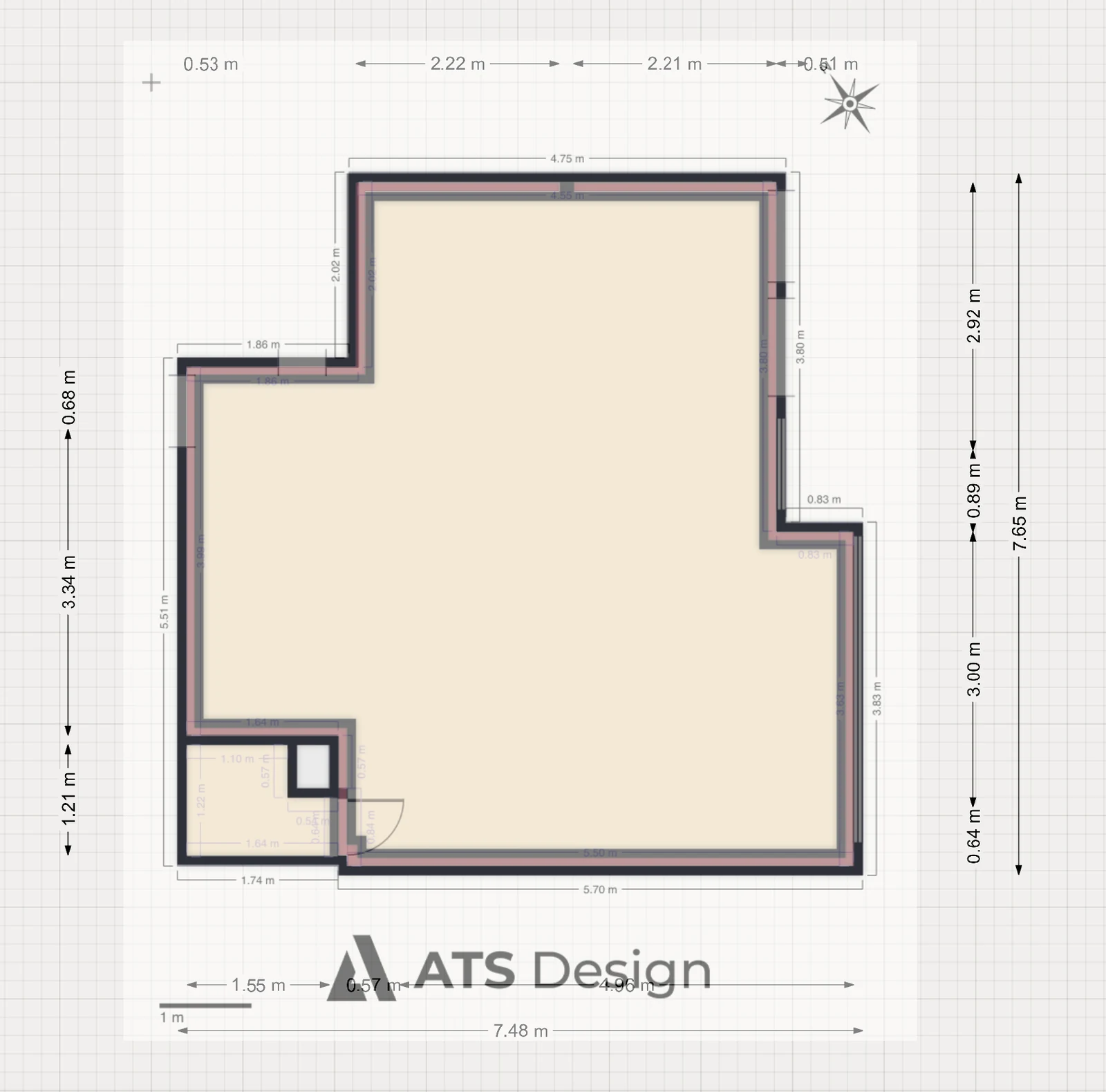 The LiDAR floorplan of the Manukau Hotel breakfast room drawn by ATS Design