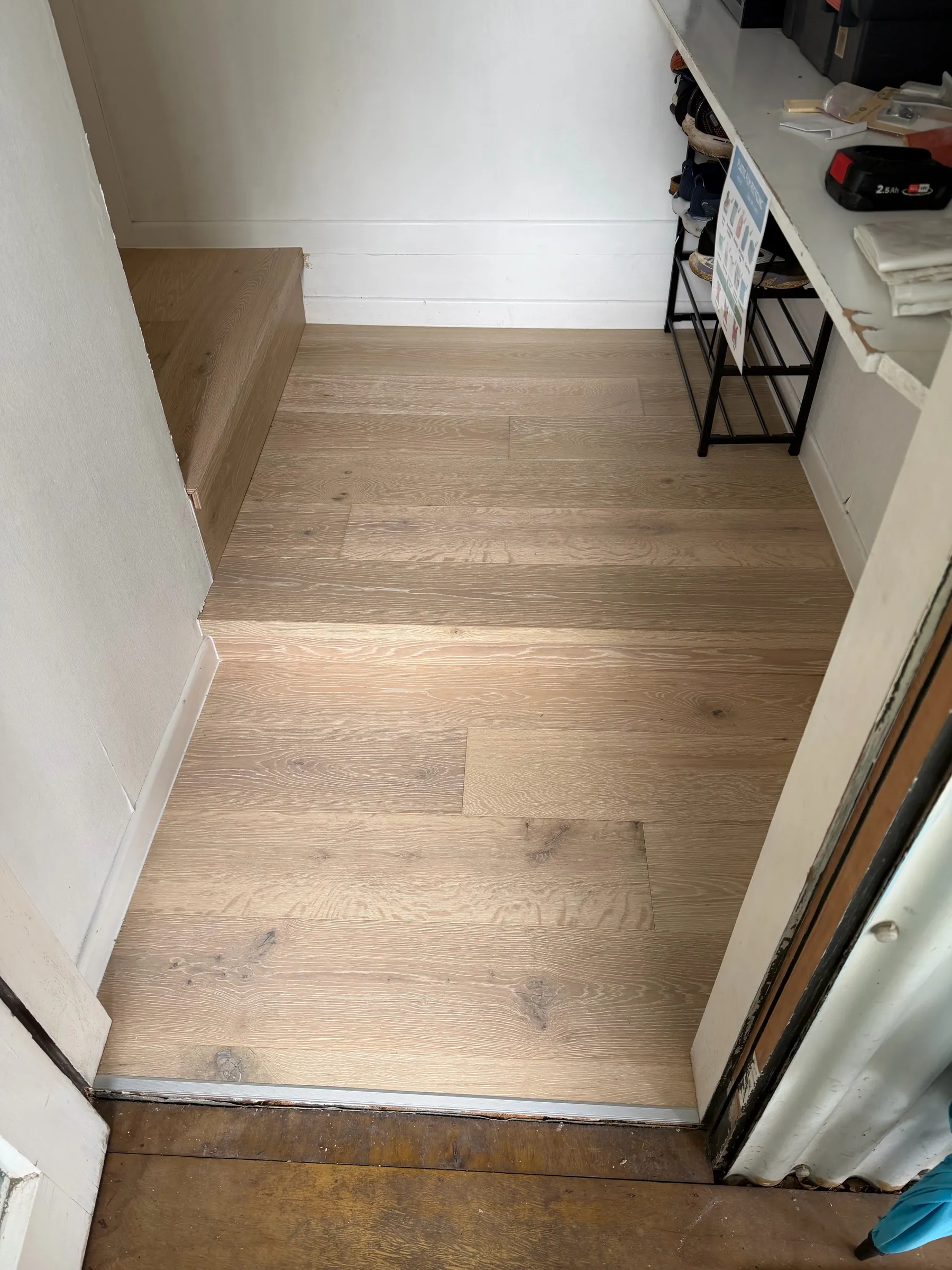 White Wash oak plank at the entry steps of Winifred Avenue, Bayview