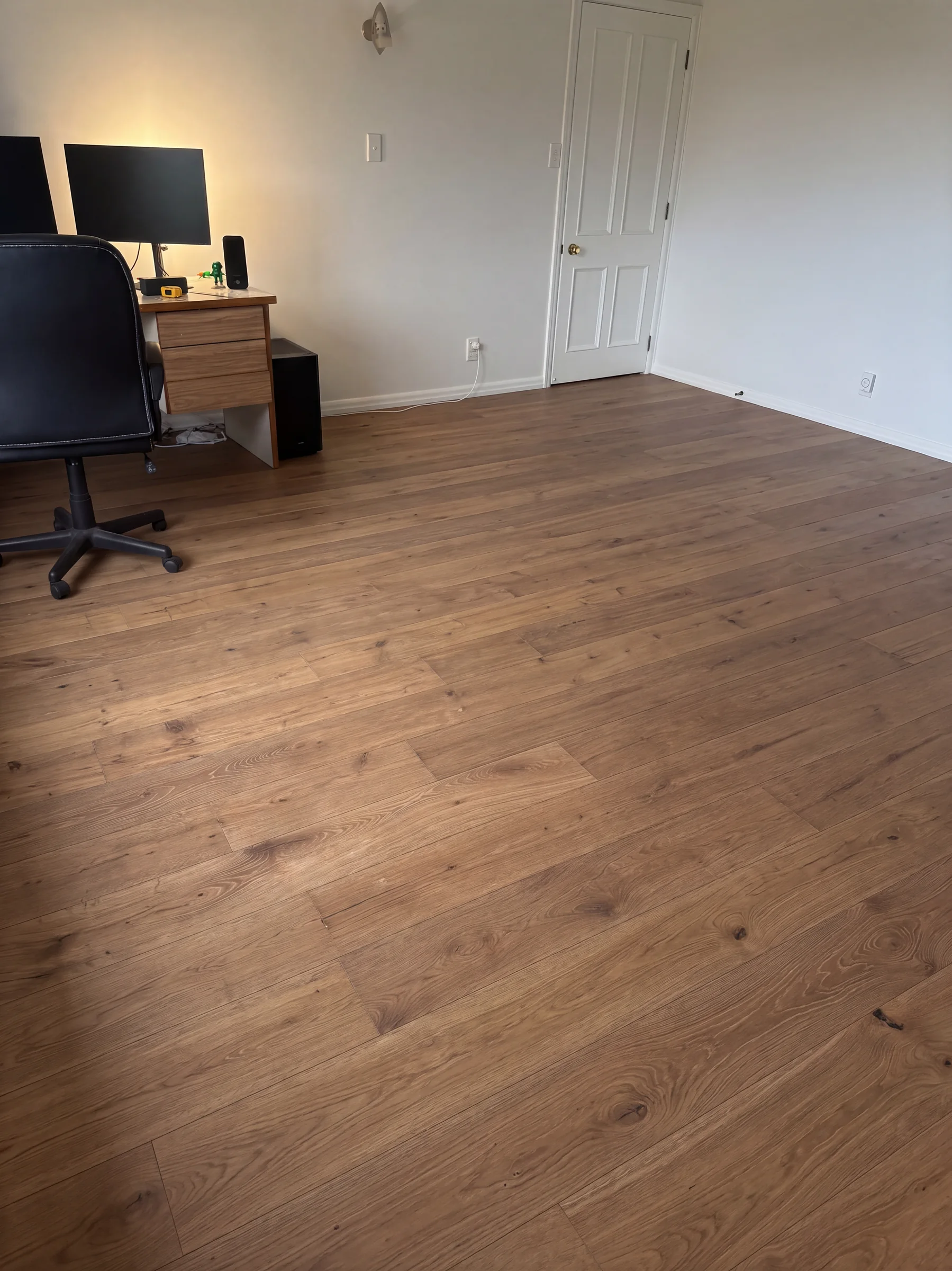 ATS Timber Drift flooring across a home office at Surf Road, Stanmore Bay
