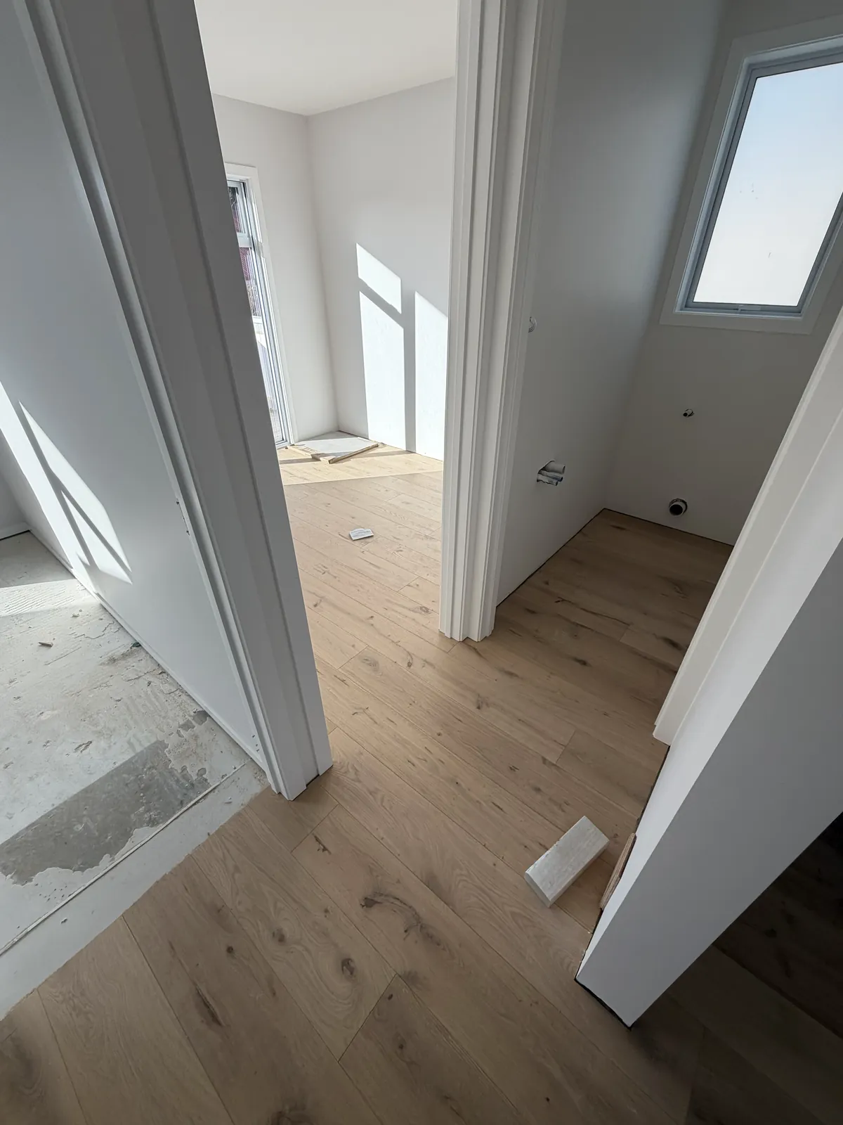 ATS Timber Light Oak meeting bedroom and laundry doorways at Victoria Road, Devonport