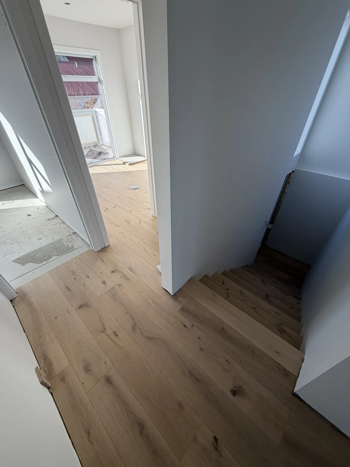 ATS Timber Light Oak on a landing where the stair turns at Victoria Road, Devonport