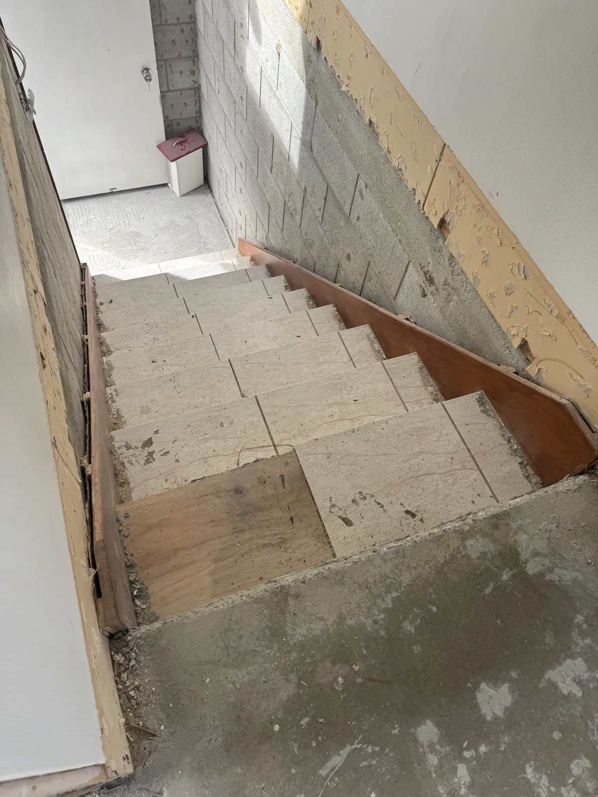 The old staircase stripped bare at Victoria Road, Devonport