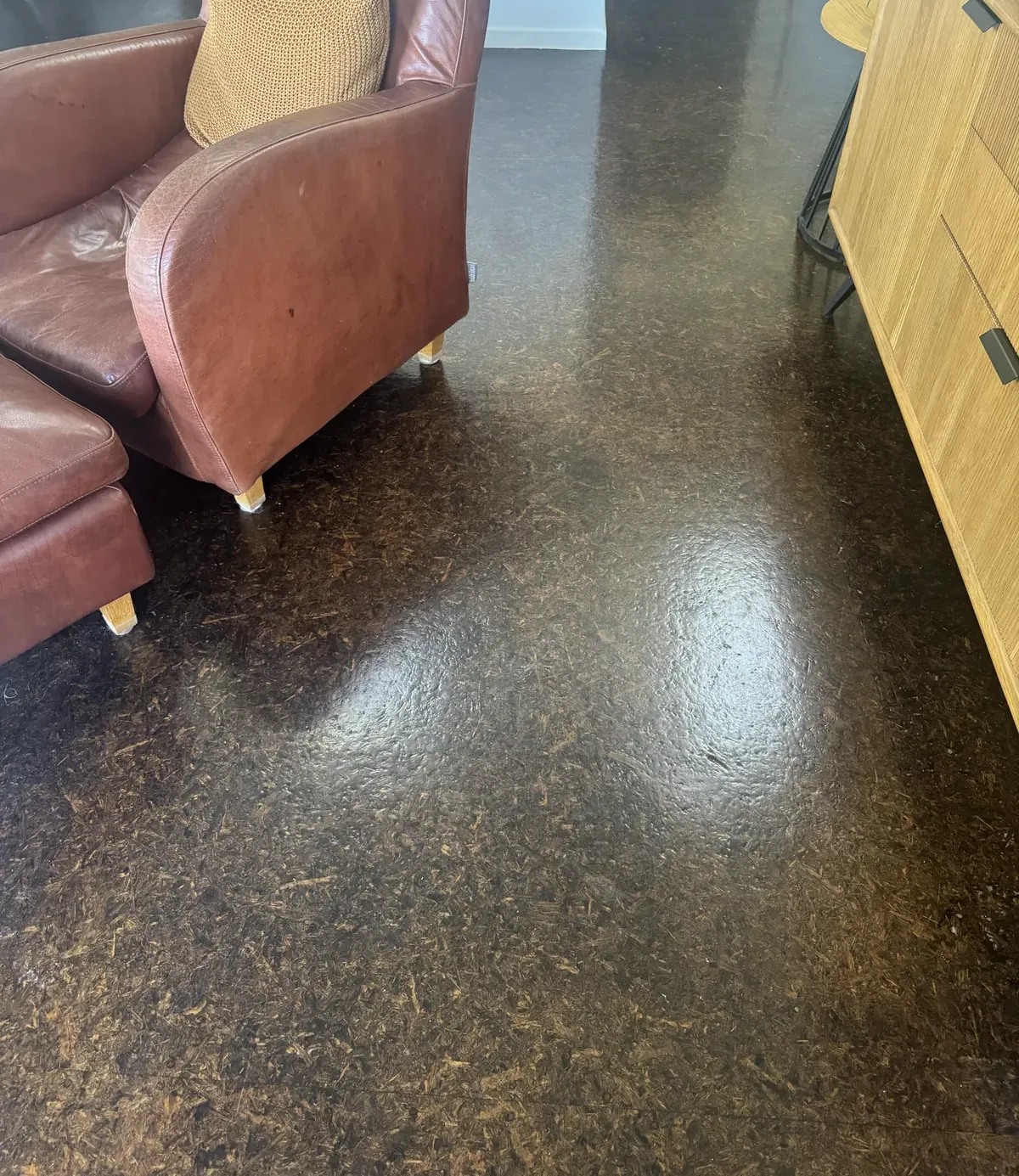 The old dark floor at Whangaparaoa Road, Red Beach before the new herringbone